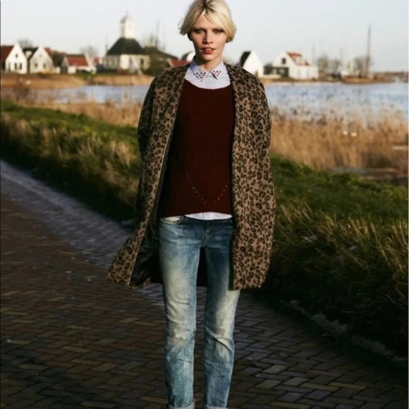 Scotch & Soda Jackets & Blazers - Scotch & Soda | Animal Print Open Front Pea Coat